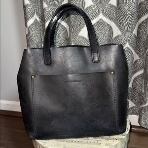 Portland Leather Goods Medium Crossbody Tote Navy Blue